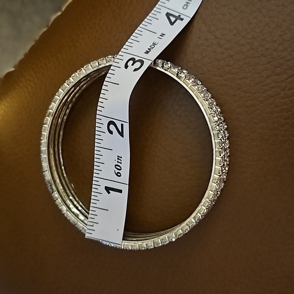 Layered Paved Rhinestone Bangle Bracelet - Picture 6 of 6